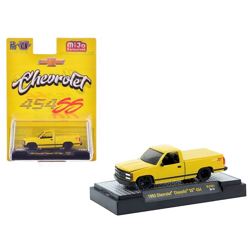 1993 Chevrolet Ss 454 Pickup Truck Yellow Limited Edition To 7920 Pieces Worldwide 1/64 Diecast Model Car By M2 Machines 1