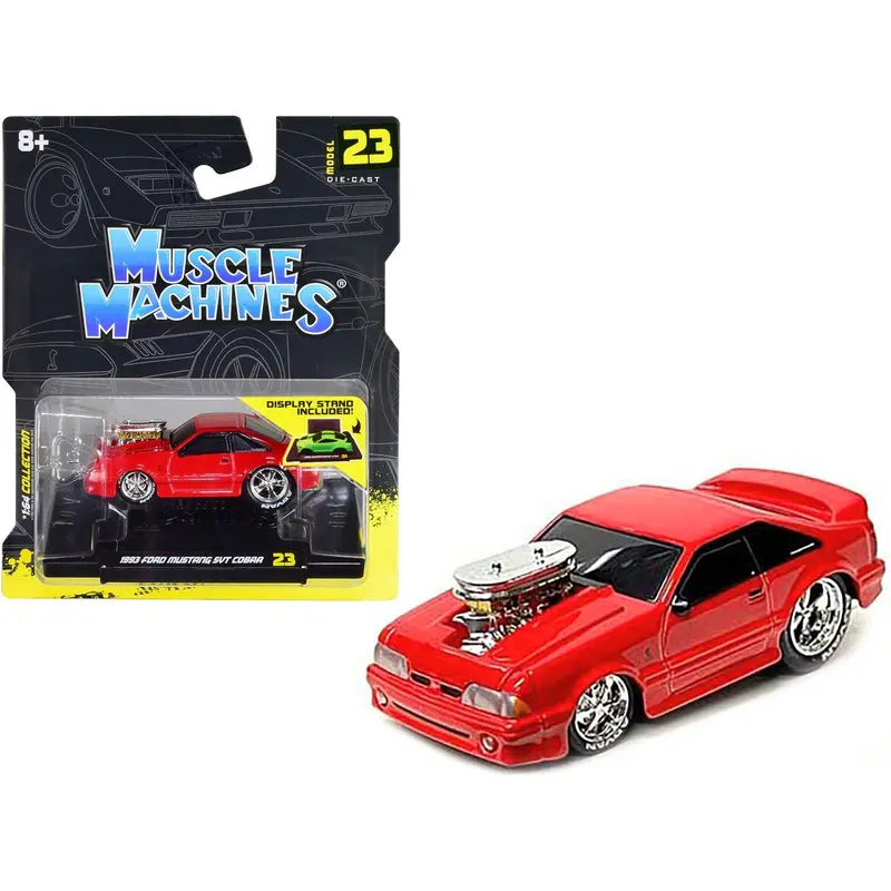 1993 Ford Mustang Svt Cobra Red 1/64 Diecast Model Car By Muscle Machines 1