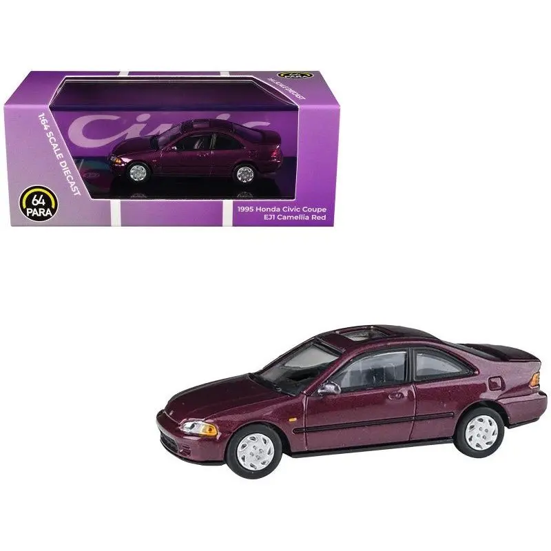 1995 Honda Civic Coupe Ej1 Camellia Red Metallic 1/64 Diecast Model Car By Paragon Models 1