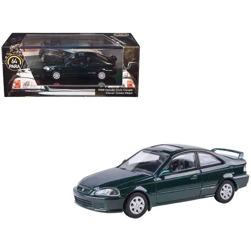 1999 Honda Civic Si Em1 Clover Green Pearl Metallic With Sunroof 1/64 Diecast Model Car By Paragon 1