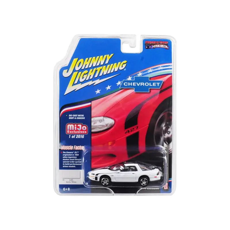 2002 Chevrolet Camaro Zl1 427 Arctic White With Black Stripes "Muscle Cars Usa" Limited Edition To 2016 Pieces Worldwide 1/64 Diecast Model Car By Johnny Lightning 1