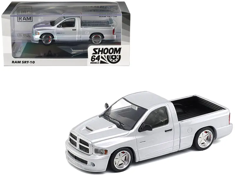 2003 Dodge Ram Srt-10 Pickup Truck Silver Metallic 1/64 Diecast Model Car By Shoom64 Models 1