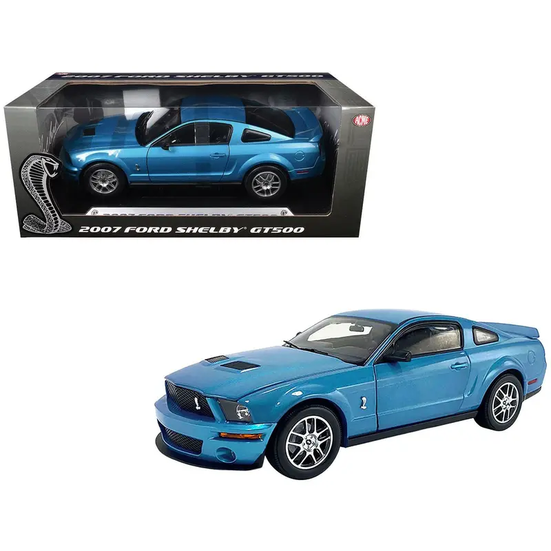 2007 Ford Shelby Gt500 Windveil Blue Metallic "Shelby Collectibles" Series 1/18 Diecast Model Car By Acme 1