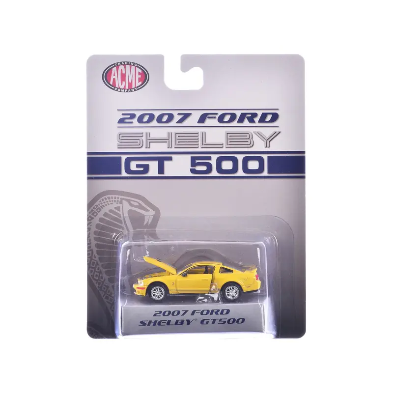 2007 Ford Shelby Gt500 Yellow With Silver Stripes "Shelby Collectibles" Series 1/64 Diecast Model Car By Acme 1