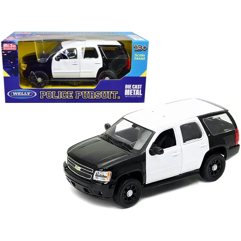 2008 Chevrolet Tahoe Unmarked Police Car Black And White 1/24 Diecast Model Car By Welly 1