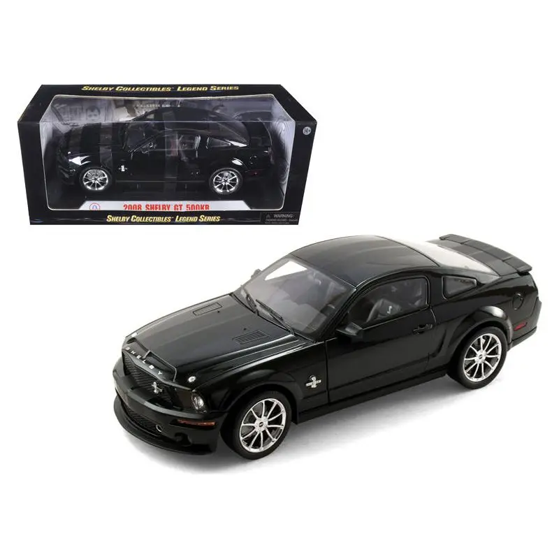 2008 Ford Shelby Mustang Gt500kr Black With Black Stripes 1/18 Diecast Model Car By Shelby Collectibles 1
