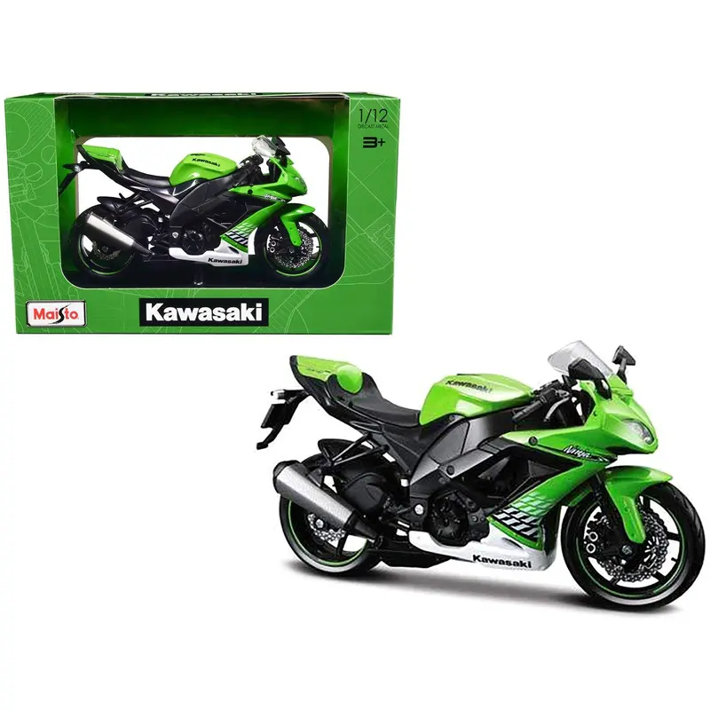 2010 Kawasaki Ninja Zx-10R Green With Plastic Display Stand 1/12 Diecast Motorcycle Model By Maisto 1