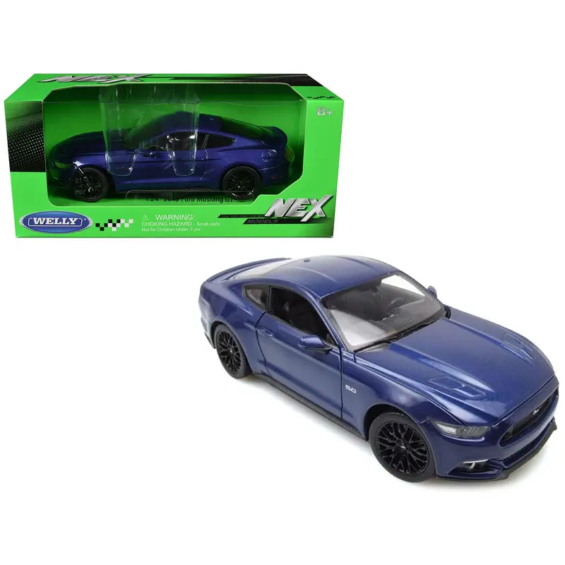 2015 Ford Mustang Gt 5.0 Blue Metallic "Nex Models" Series 1/24 Diecast Model Car By Welly 1