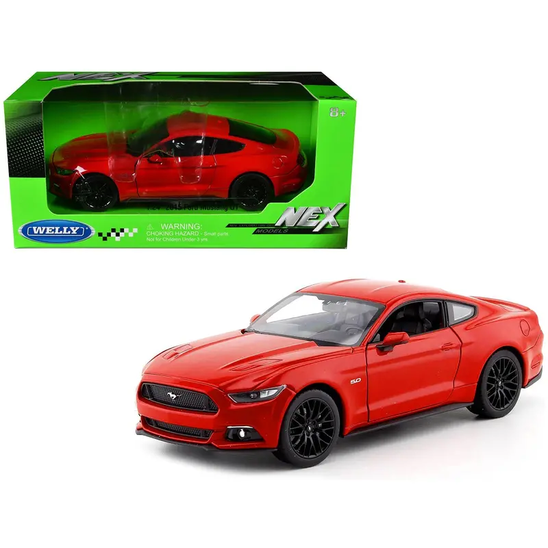 2015 Ford Mustang Gt 5.0 Red "Nex Models" Series 1/24 Diecast Model Car By Welly 1