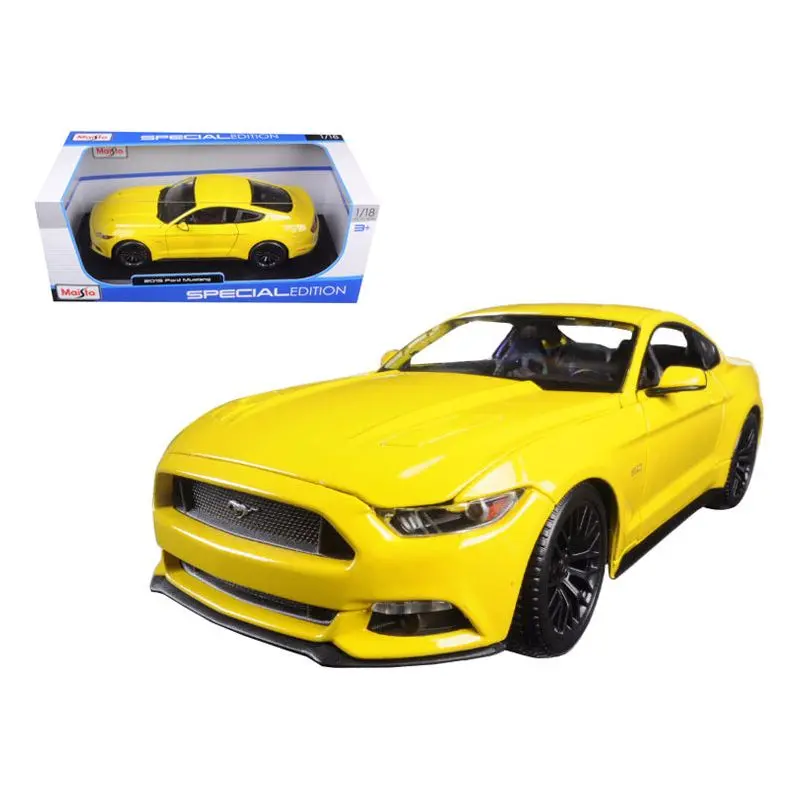 2015 Ford Mustang Gt 5.0 Yellow 1/18 Diecast Model Car By Maisto 1