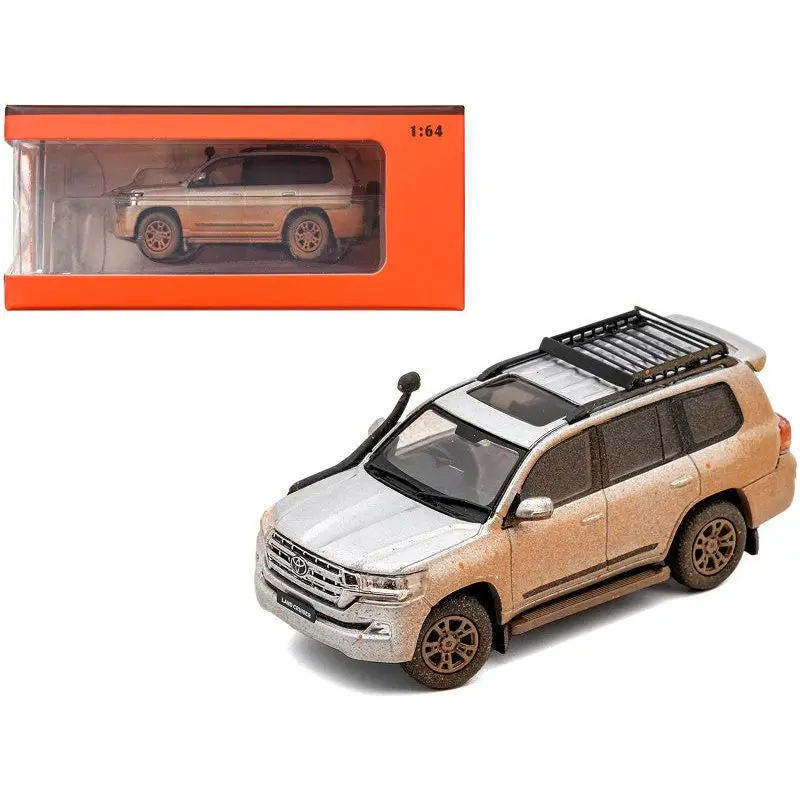 2015 Toyota Land Cruiser (200) Silver Metallic (Dirty Version) With Roof Rack 1/64 Diecast Model Car By Gcd 1