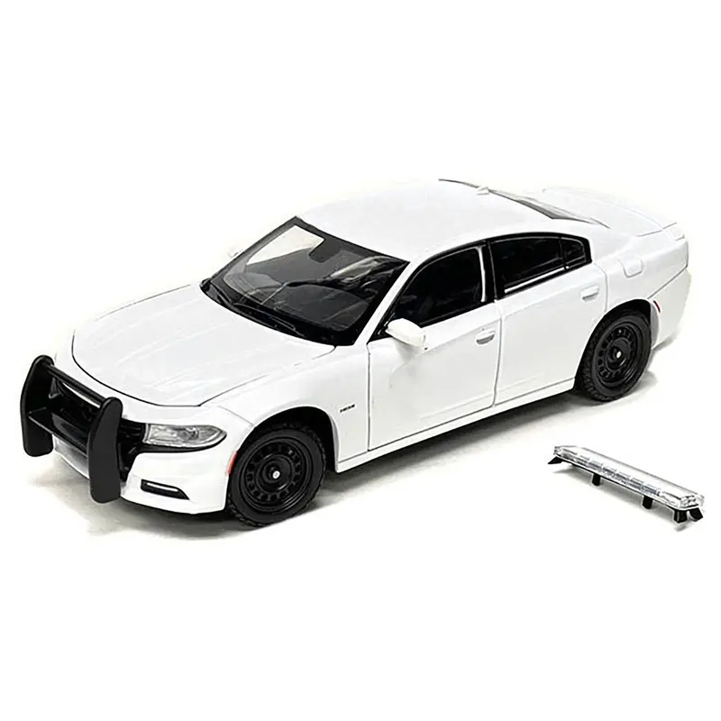 2016 Dodge Charger Pursuit Police Interceptor White Unmarked "Police Pursuit" Series 1/24 Diecast Model Car By Welly 1