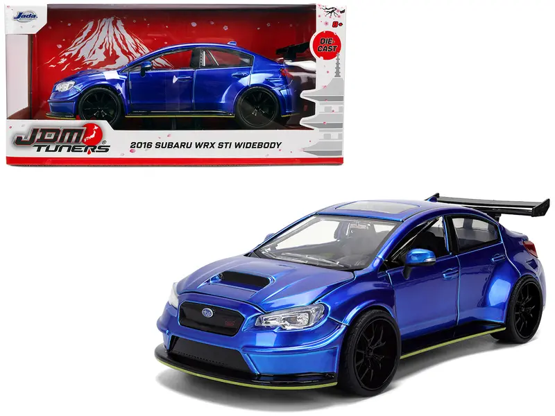 2016 Subaru Wrx Sti Widebody Blue Metallic "Jdm Tuners" Series 1/24 Diecast Model Car By Jada 1