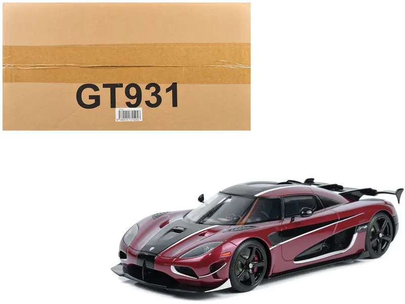 2017 Koenigsegg Agera Rs Deep Red Metallic With Black Stripes 1/18 Model Car By Gt Spirit 1