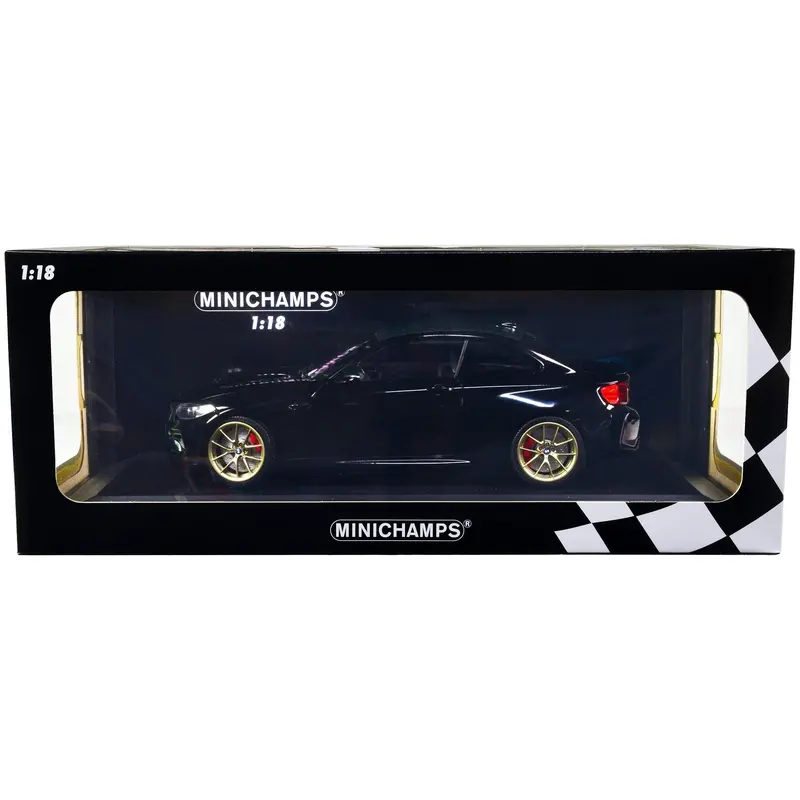 2020 Bmw M2 Cs Black Metallic With Carbon Top And Gold Wheels 1/18 Diecast Model Car By Minichamps 1