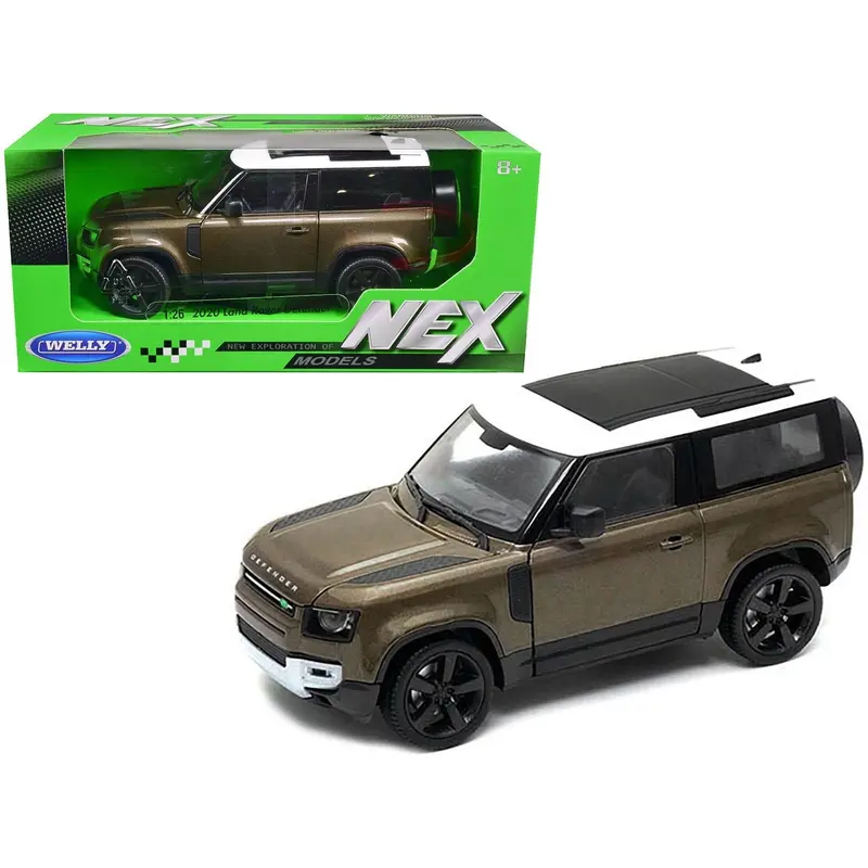2020 Land Rover Defender Brown Metallic With White Top "Nex Models" 1/26 Diecast Model Car By Welly 1