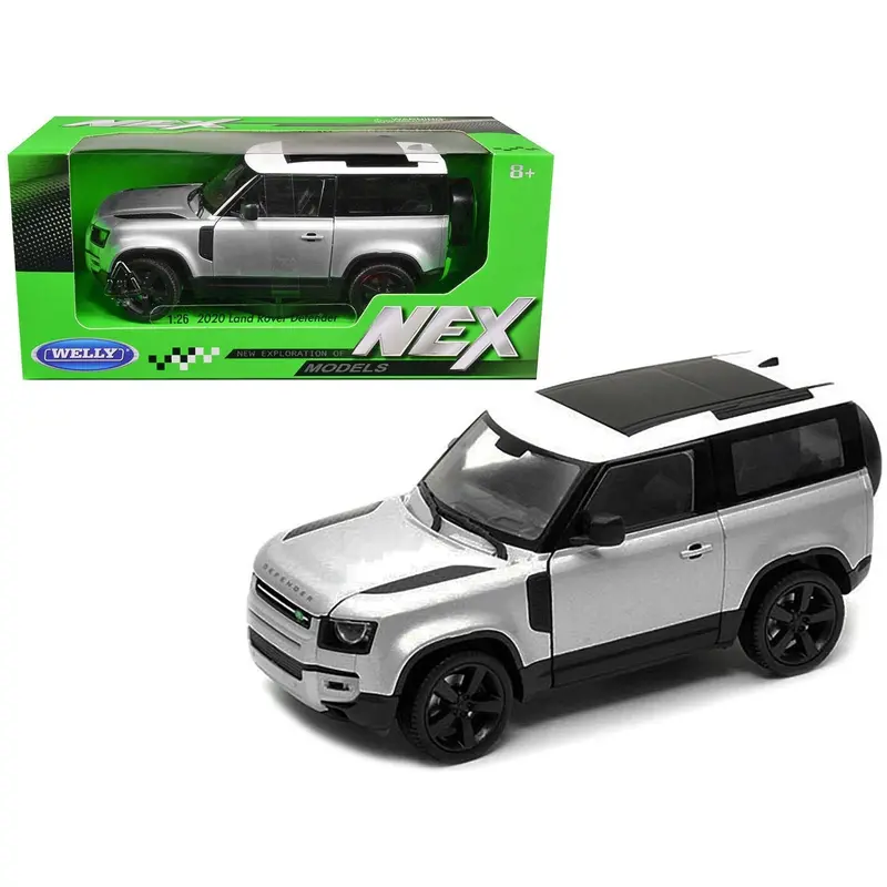 2020 Land Rover Defender Silver Metallic With White Top "Nex Models" 1/26 Diecast Model Car By Welly 1