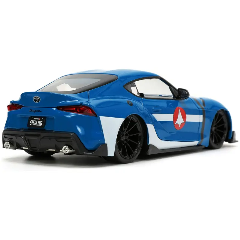 2020 Toyota Supra Blue With Graphics And Max Sterling Diecast Figurine "Robotech" "Hollywood Rides" Series 1/24 Diecast Model Car By Jada 1