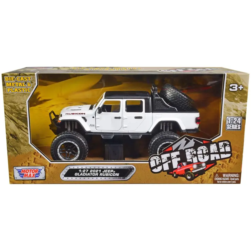2021 Jeep Gladiator Rubicon Off-Road Pickup Truck White With Black Top "Off Road" Series 1/27 Diecast Model Car By Motormax 1