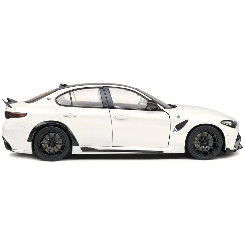 2022 Alfa Romeo Guilia Gta Blanco Trofeo White Metallic With Carbon Top 1/18 Diecast Model Car By Solido 1