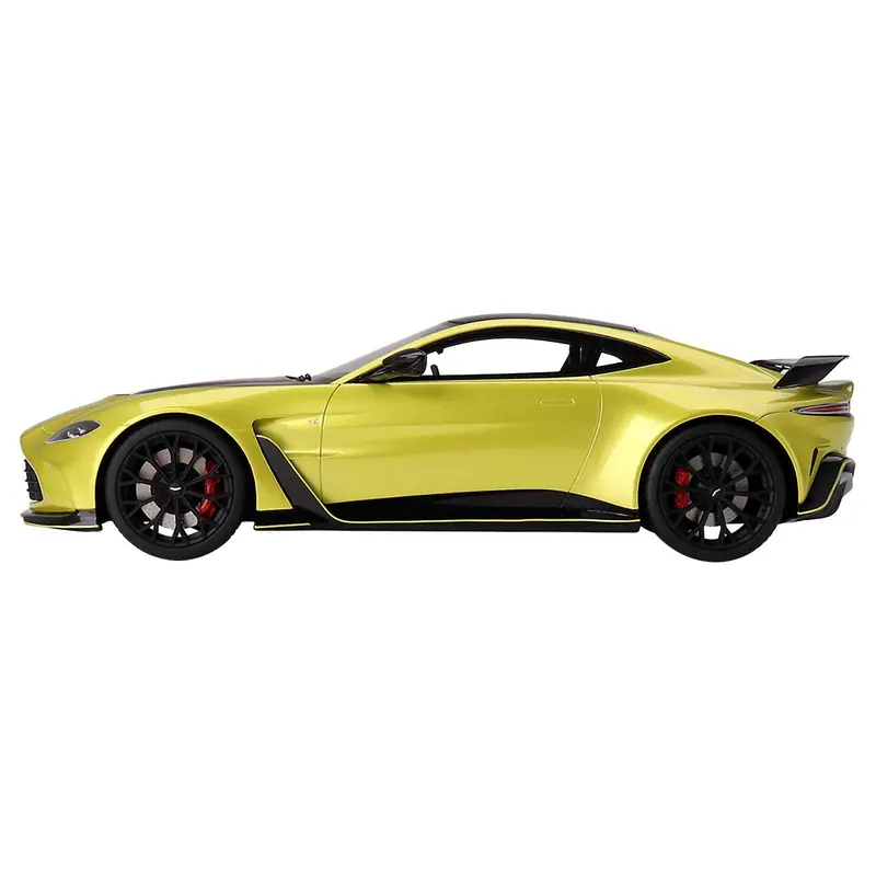 2022 Aston Martin V12 Vantage Rhd (Right Hand Drive) Cosmopolitan Yellow With Black Hood And Top 1/18 Model Car By Top Speed 1