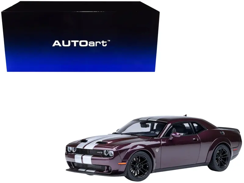 2022 Dodge Challenger Srt Jailbreak Hellraisin Purple With White Stripes 1/18 Model Car By Autoart 1