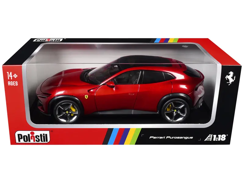 2022 Ferrari Purosangue Rosso Magma Red Metallic With Black Top 1/18 Diecast Model Car By Polistil 1