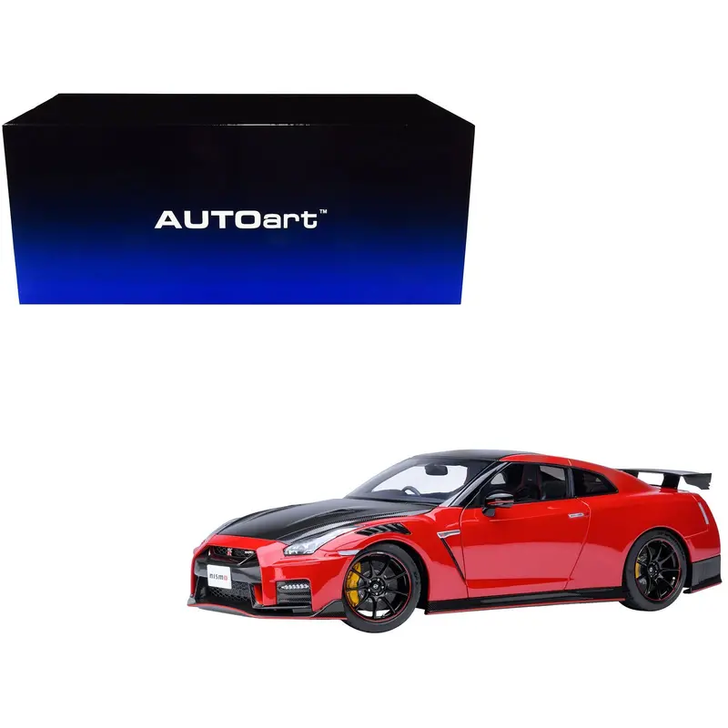 2022 Nissan Gt-R (R35) Nismo Special Edition Rhd (Right Hand Drive) Vibrant Red With Carbon Hood And Top 1/18 Model Car By Autoart 1