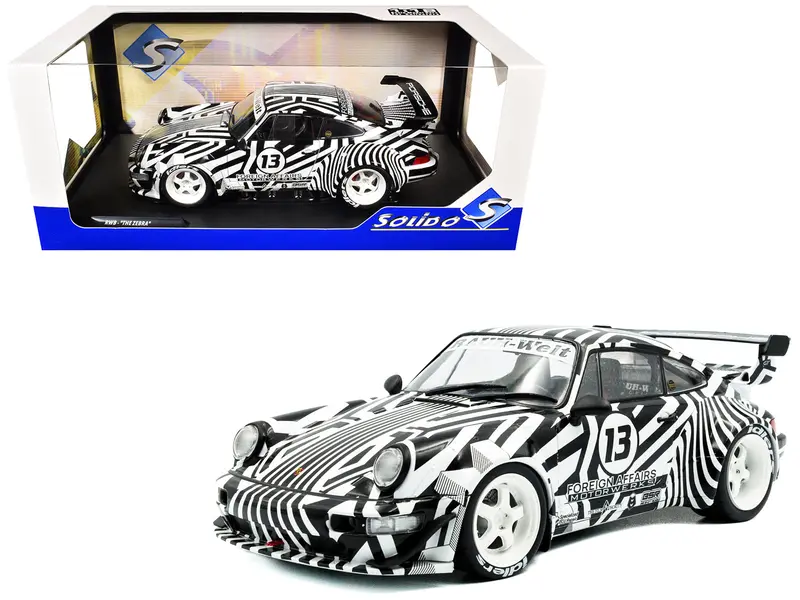 2022 Rwb Bodykit #13 "The Zebra" Black And White Striped 1/18 Diecast Model Car By Solido 1