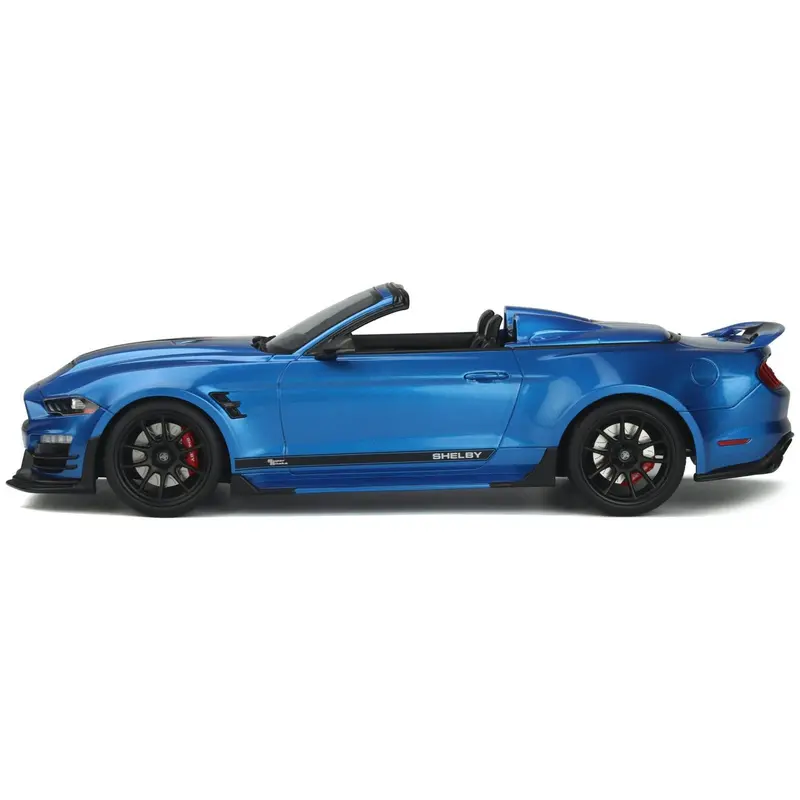 2022 Shelby Super Snake Speedster Convertible Blue Metallic With Black Stripes 1/18 Model Car By Gt Spirit 1