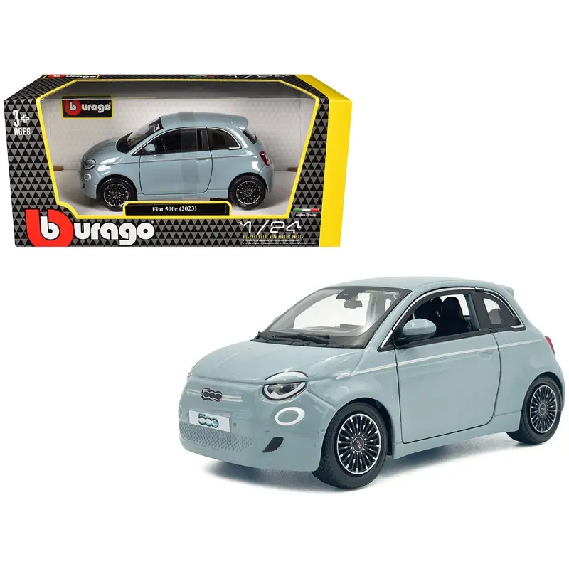 2023 Fiat 500E Light Blue 1/24 Diecast Model Car By Bburago 1