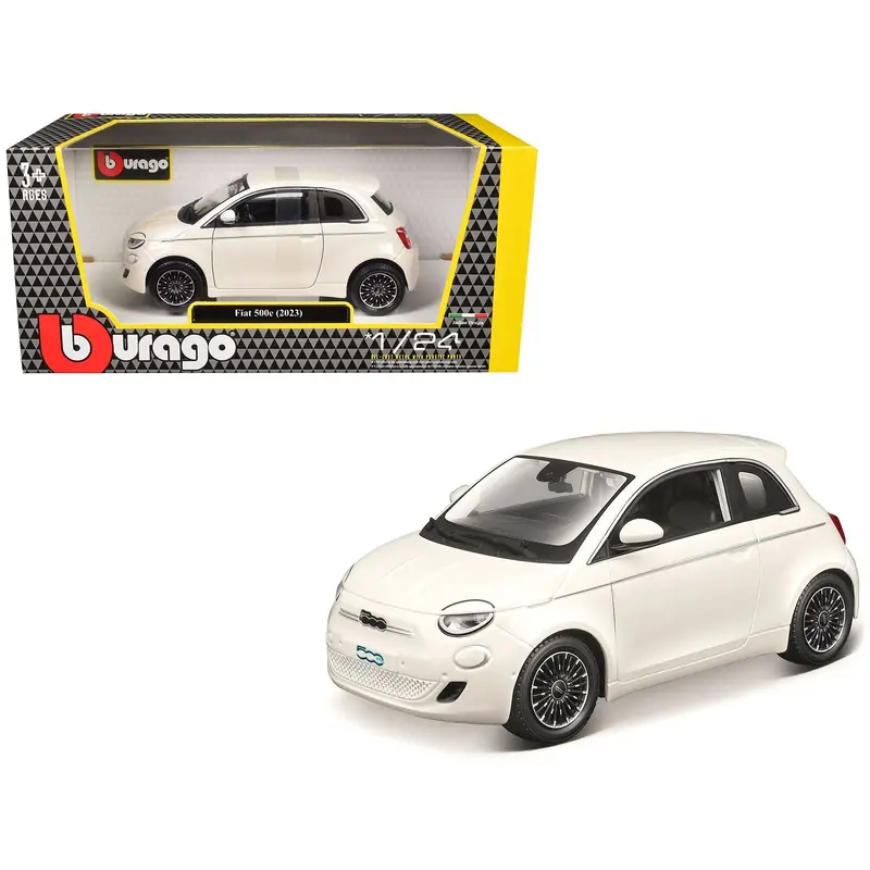 2023 Fiat 500E White 1/24 Diecast Model Car By Bburago 1