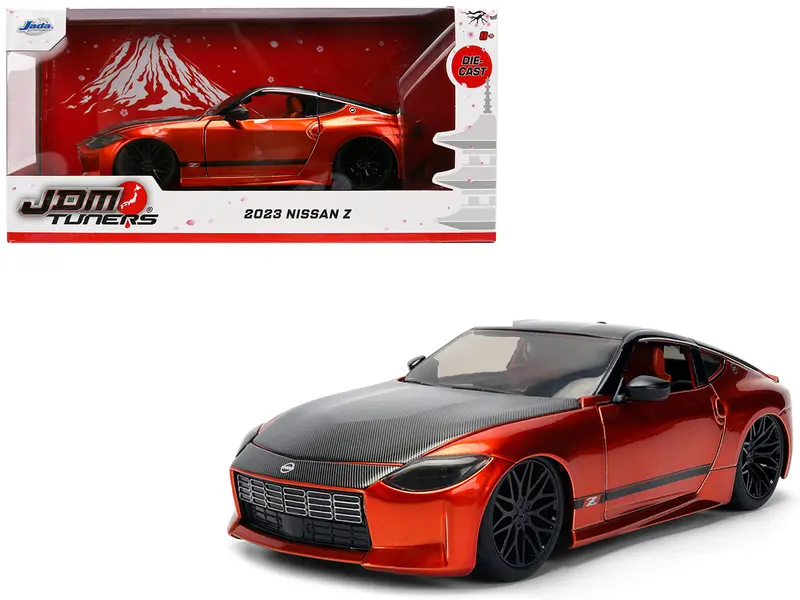2023 Nissan Z Orange Metallic With Carbon Hood And Black Top "Jdm Tuners" Series 1/24 Diecast Model Car By Jada 1