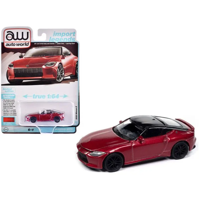 2023 Nissan Z Passion Red Metallic With Black Top "Import Legends" Series 1/64 Diecast Model Car By Auto World 1