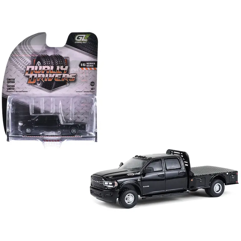 2023 Ram 3500 Dually Flatbed Truck Black "Dually Drivers" Series 16 1/64 Diecast Model Car By Greenlight 1