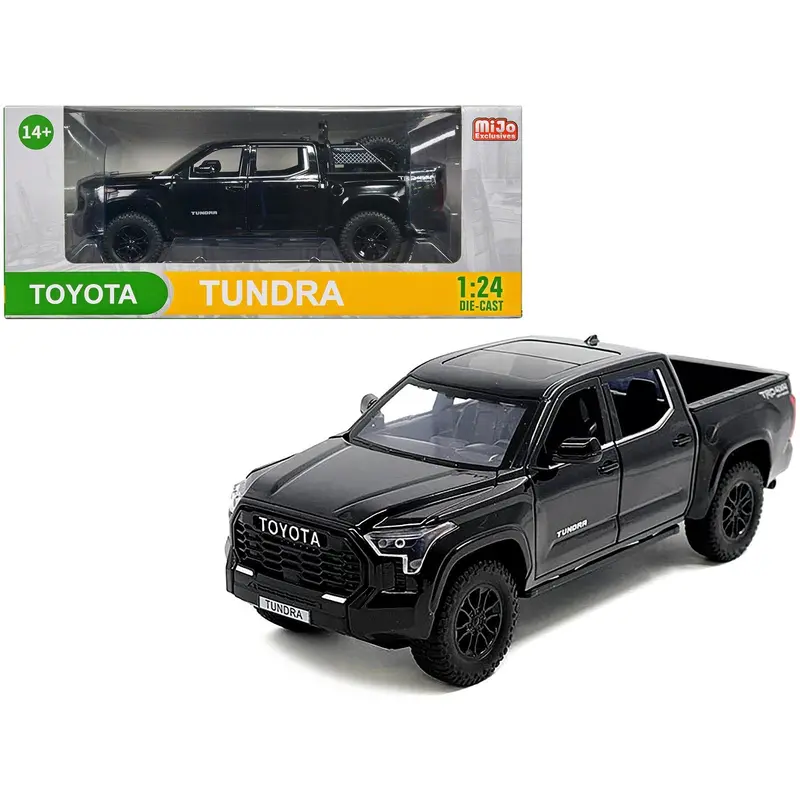 2023 Toyota Tundra Trd 4X4 Pickup Truck Black With Sunroof And Wheel Rack 1/24 Diecast Model Car 1