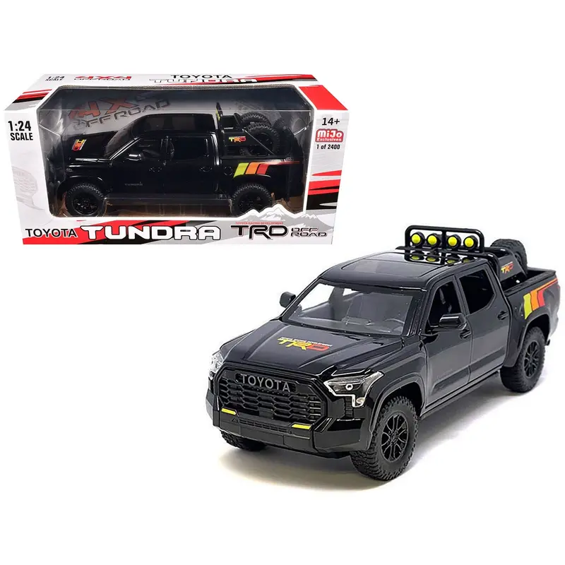 2023 Toyota Tundra Trd 4X4 Pickup Truck Black With Trd Stripes With Sunroof And Wheel Rack Limited Edition To 2400 Pieces Worldwide 1/24 Diecast Model Car 1