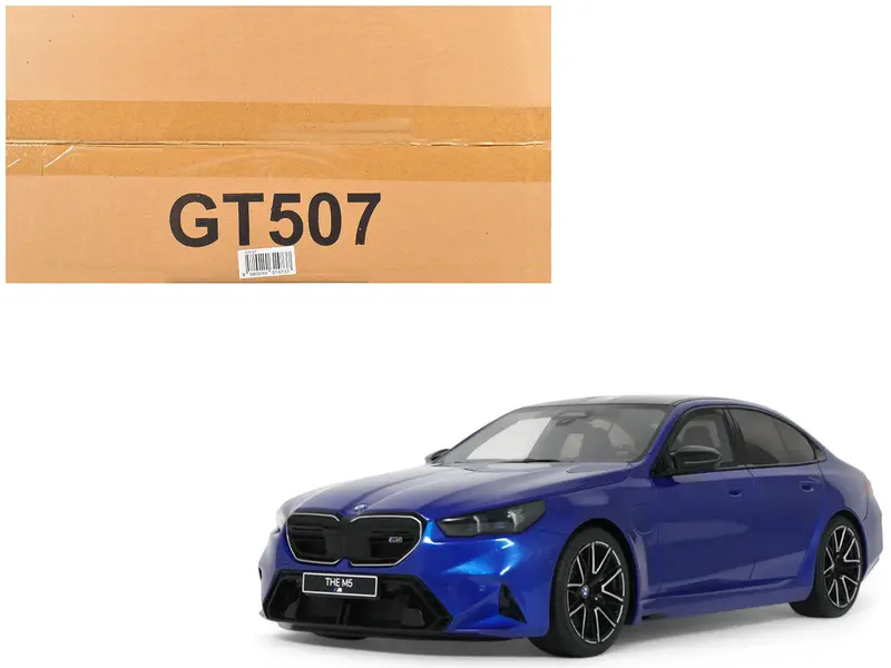 2024 Bmw M5 (G90) Marina Bay Blue Metallic With Black Top 1/18 Model Car By Gt Spirit 1