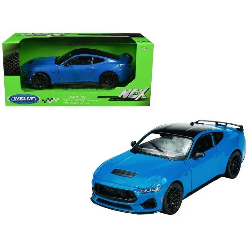 2024 Ford Mustang Gt 5.0 Blue With Black Top "Nex Models" Series 1/25 Diecast Model Car By Welly 1