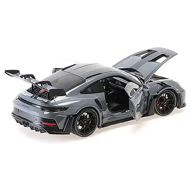 2024 Porsche 911 (992) Gt3 Rs "Weissach Package" Gray With Carbon Top And Hood Stripes Limited Edition To 200 Pieces Worldwide 1/18 Diecast Model Car By Minichamps 1