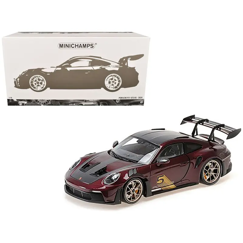 2024 Porsche 911 Gt3 Rs #5 Purple With Carbon Top And Hood Stripes Limited Edition To 400 Pieces Worldwide 1/18 Diecast Model Car By Minichamps 1