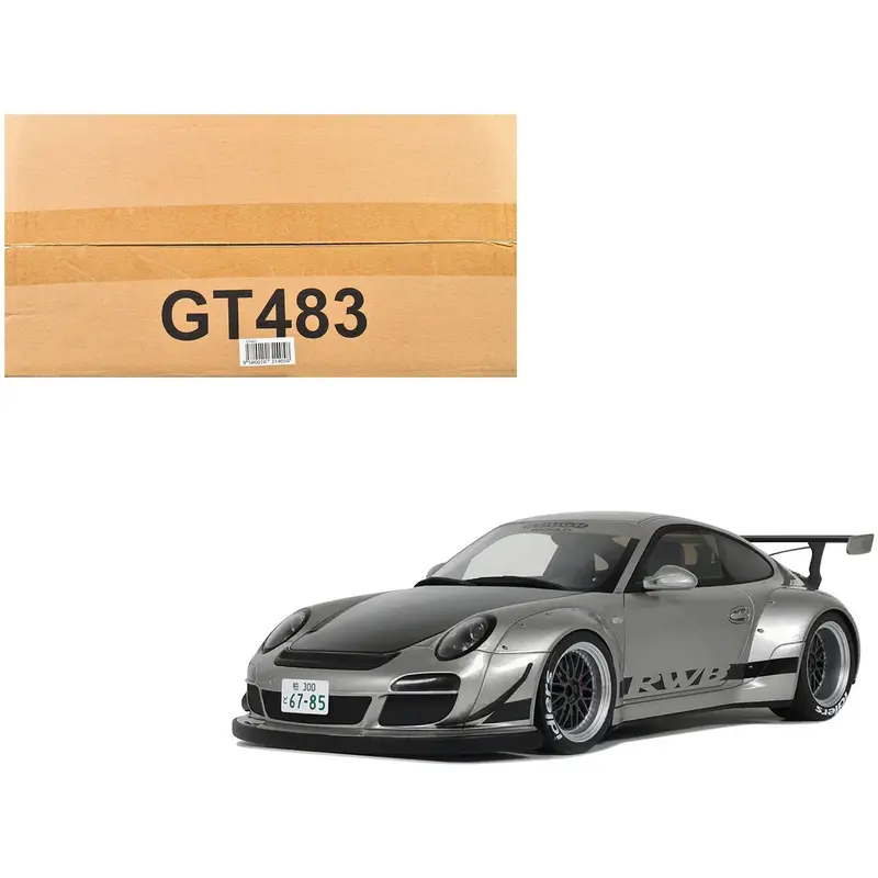 2024 Porsche 911 Rwb Abu Silver Metallic With Black Hood 1/18 Model Car By Gt Spirit 1