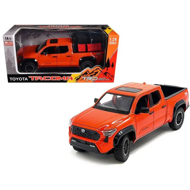 2024 Toyota Tacoma Trd Off-Road Edition Pickup Truck Octane Orange With Bed Camper 1/24 Diecast Model Car 1