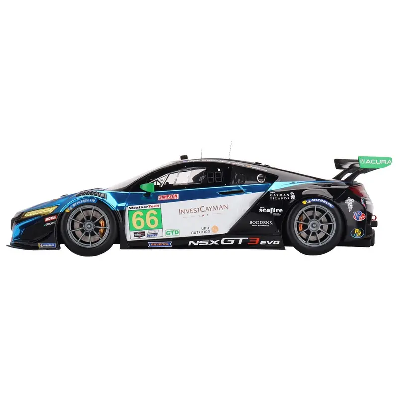 Acura Nsx Gt3 Evo22 #66 Till Bechtolsheimer - Mario Farnbacher - Marc Miller - Kyffin Simpson "Gradient Racing" Imsa Gtd "24 Hours Of Daytona" (2022) 1/18 Model Car By Top Speed 1