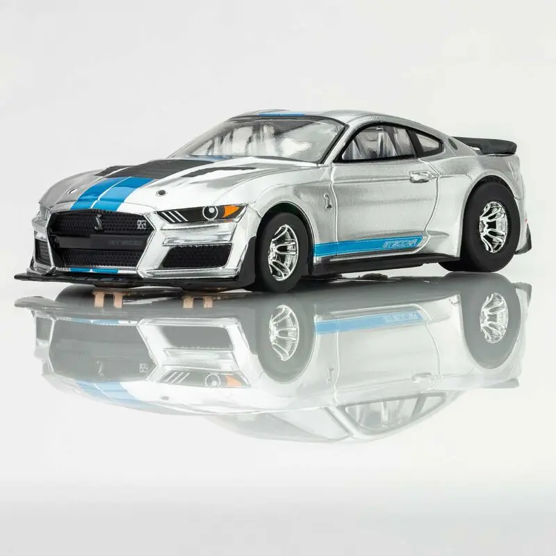 Afx Racing Ho Ford Mustang Gt500kr Mega G+ Slot Car, Silver & Blue 1