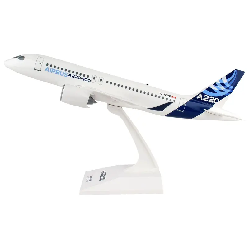 Airbus A220-100 Commercial Aircraft "Airbus Corporate Livery" (C-Ffdo) White With Blue Tail (Snap-Fit) 1/100 Plastic Model By Skymarks 1