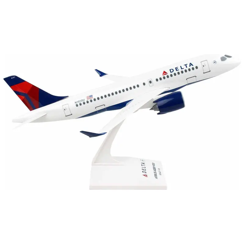 Airbus A220-100 Commercial Aircraft "Delta Air Lines" (N101du) White With Red And Blue Tail (Snap-Fit) 1/100 Plastic Model By Skymarks 1