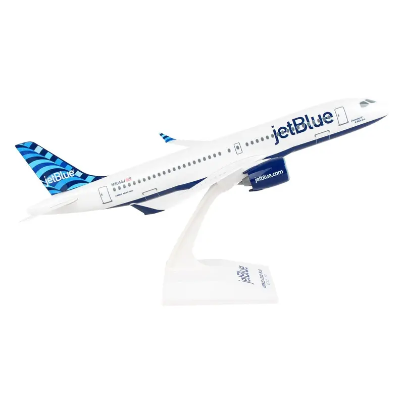 Airbus A220-300 Commercial Aircraft With Landing Gear "Jetblue Airways" (N3044j) White With Blue Tail (Snap-Fit) 1/100 Plastic Model By Skymarks 1