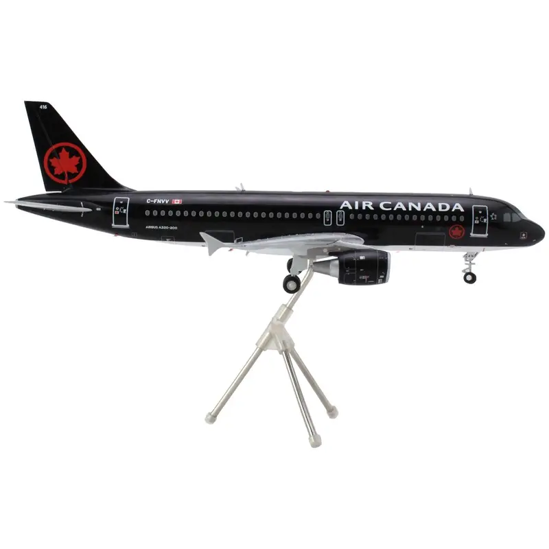 Airbus A320 Commercial Aircraft "Air Canada" (C-Fnvv) Black "Gemini 200" Series 1/200 Diecast Model Airplane By Geminijets 1