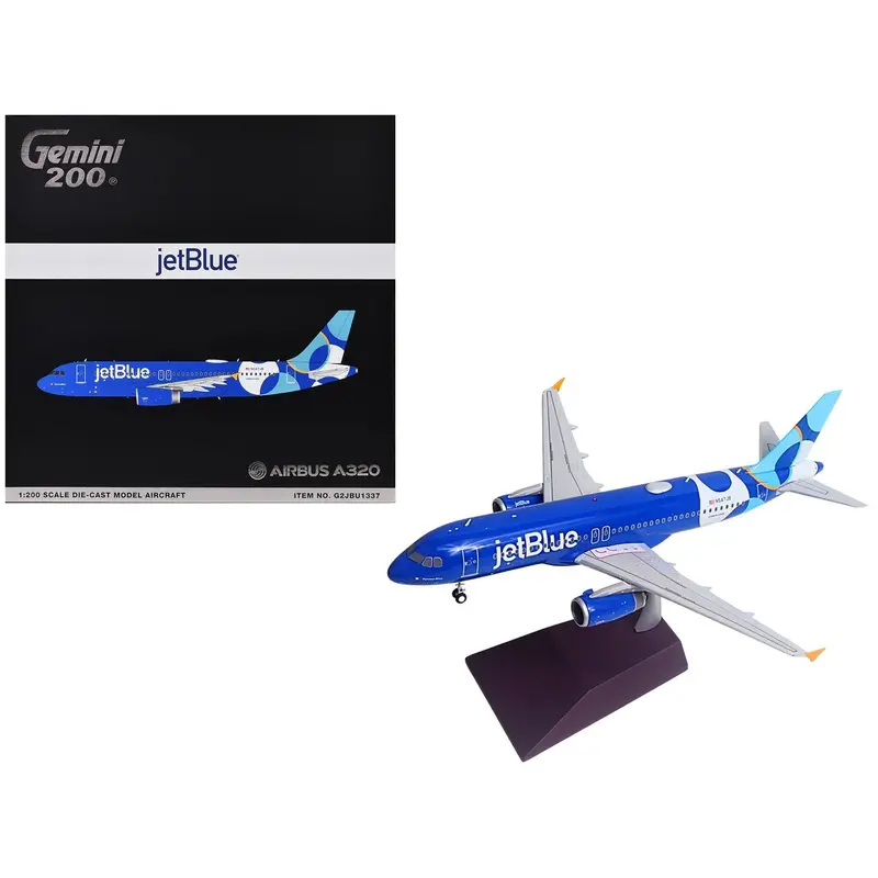 Airbus A320 Commercial Aircraft "Jetblue Airways - Forever Blue" (N547jb) Blue With Graphics "Gemini 200" Series 1/200 Diecast Model Airplane By Geminijets 1